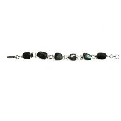 Designer Sterling Silver Bracelet setted with Black Rainbow Moon Stone